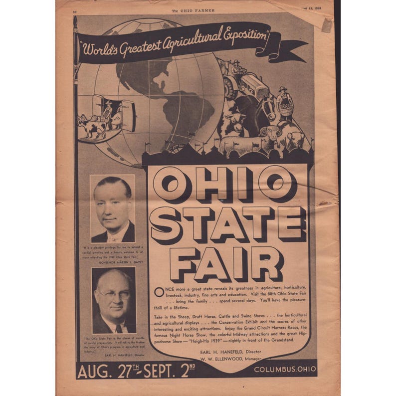ヴィンテージ版 オハイオ・ファーマー誌 1938年8月13日号 オハイオ州博覧会広告 トウモロコシのハイブリッド種 画像 2