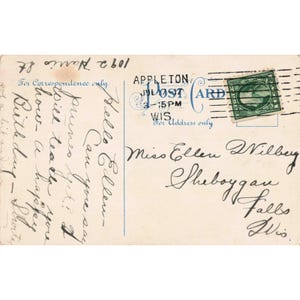 Vintage Geburtstagskarte von 1912 (RPPC-Ära), geteilte Rückseite, Appleton, Wisconsin Bild 2