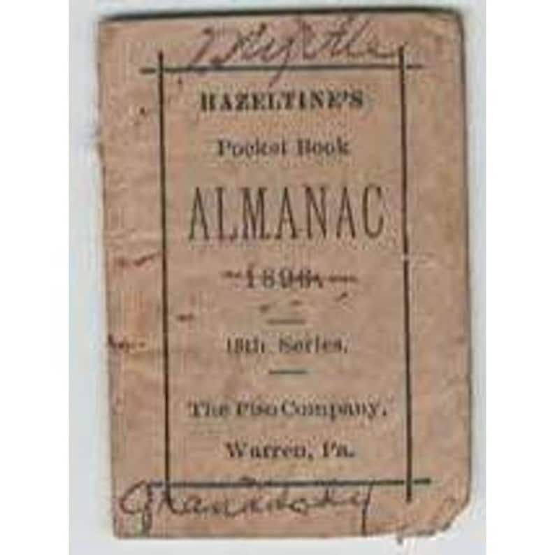 Hazeltine's Pocket Book Almanac 1896 Piso Co Antique Advertising Quack Medicine image 1
