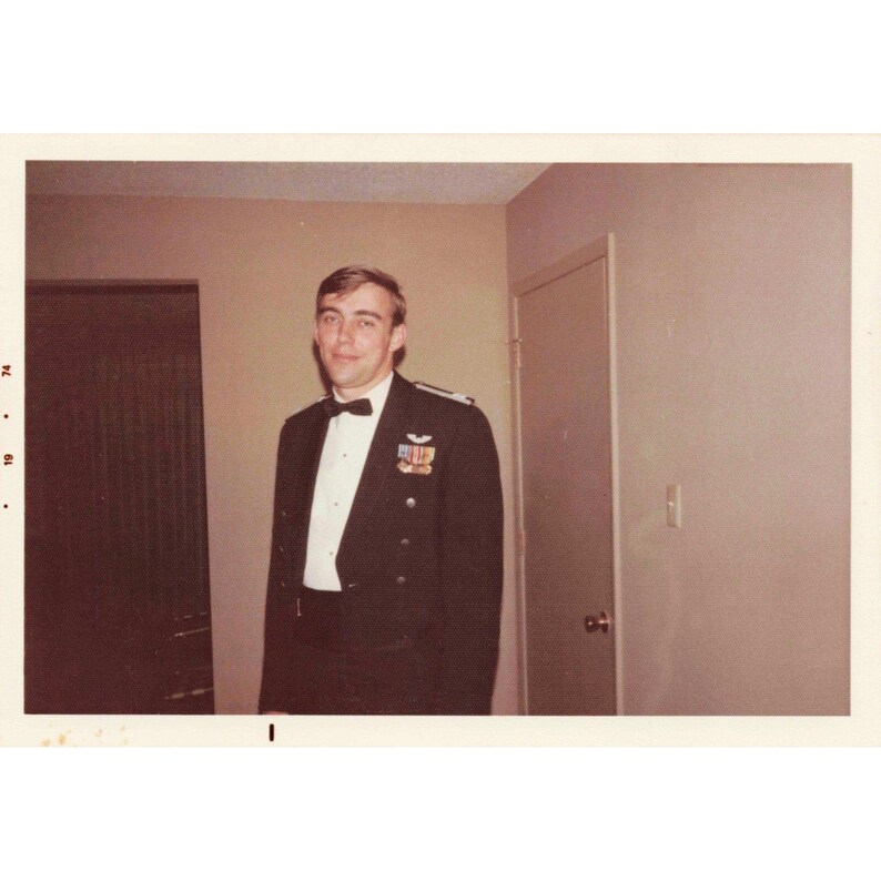Vintage 1974 USAF Officer Mess Dress Pilot Wings Uniform Photo 3.5x5 image 1