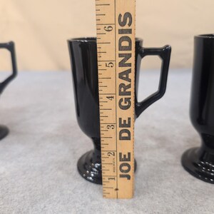 Vintage Black Milk Glass Footed Irish Coffee Mugs Pedestal Set of 4 image 6