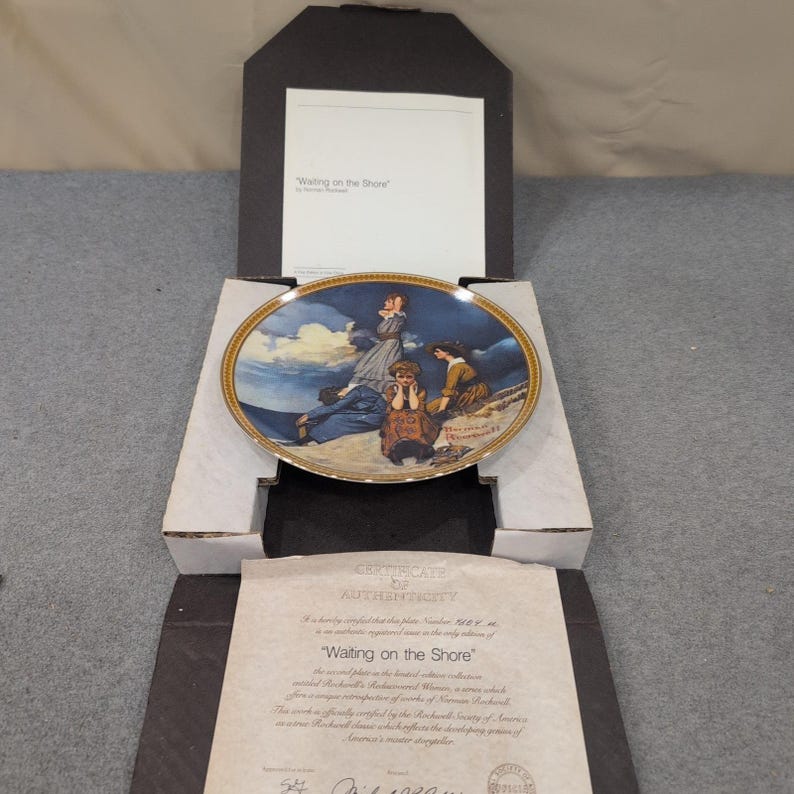 Norman Rockwell Waiting on the Shore Collector Plate Rediscovered Women Knowles image 2