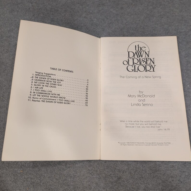 The Dawn of Risen Glory Choral Songbook Mary McDonald Linda Serino 1986 Purifoy image 2