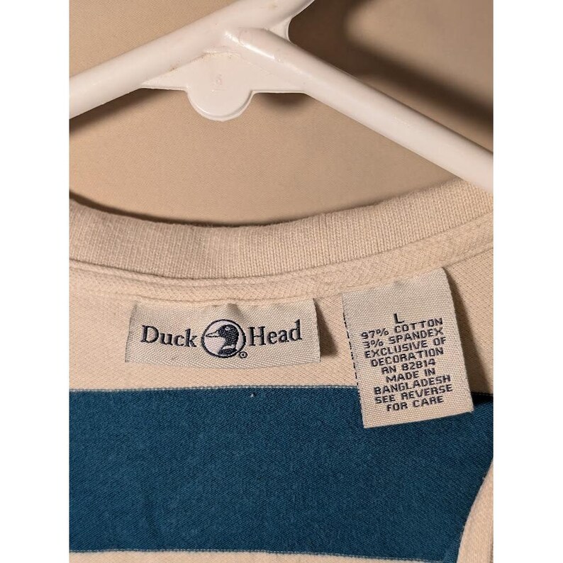 Duck Head Sleeveless Polo Shirt Blue White Striped Women's Large image 3
