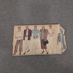 Vogue 9144 Misses Jacket Dress Tunic Skirt Pants Sewing Pattern Size 10 1980s image 1
