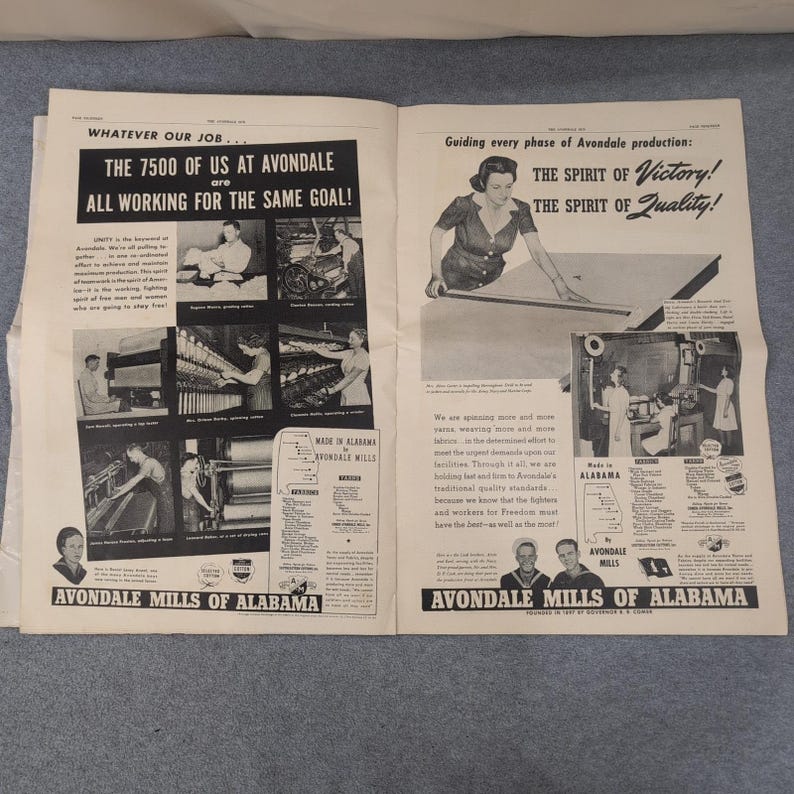 2 Avondale Sun Newspapers 1943 WWII Mill WINS Army-Navy Production Award Alabama image 5