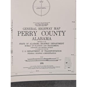 1976 Perry County Alabama Highway Map Vintage Road Topography 24" x 18" image 2