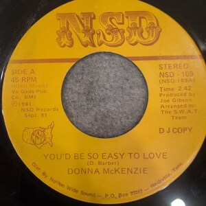 Donna McKenzie You'd Be So Easy To Love 45 RPM Vinyl NSD-109 DJ Copy 1981 image 1