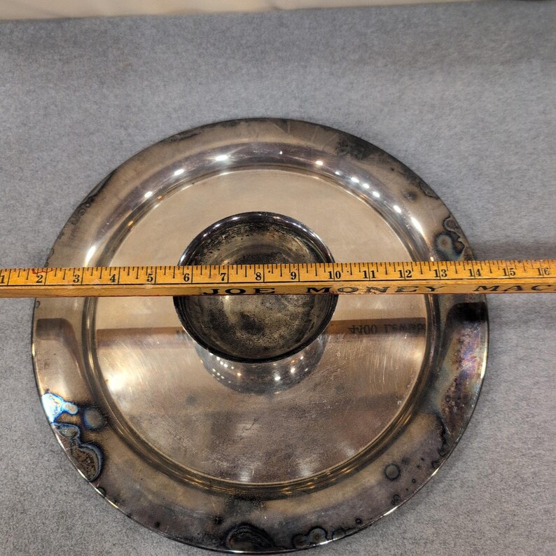 Wm A Rogers Oneida Silver Plated Chip and Dip Server Round Platter Bowl NA310 image 10