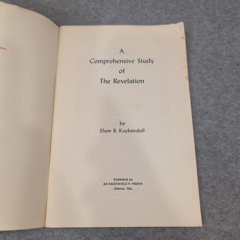 Une étude complète de l'Apocalypse Elam B Kuykendall 1961 Cahier d'exercices biblique image 2