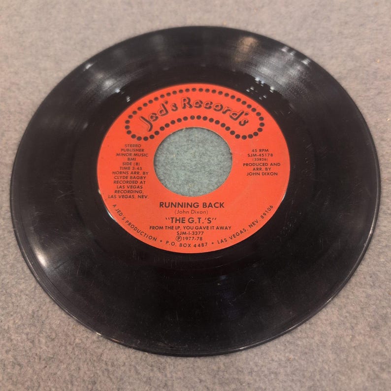 G.T.の『ユー・ガヴ・イット・アウェイ』ランニングバック 45回転レコード Jed's Record's SJM-45178 画像 4