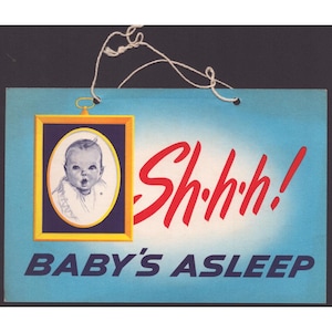 Vintage Gerber Baby Asleep Double Sided Cardboard Sign Door Hanger Advertising image 1