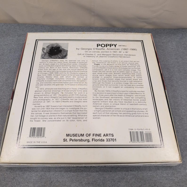 Georgia OKeeffe Poppy Fine Art Jigsaw Puzzle 500 Pieces Battle Road Press Vtg image 2
