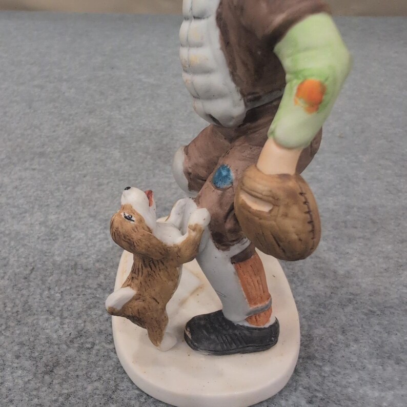 Emmett Kelly Collectibles Clown Baseball Catcher Figurine Flambro Figurine Puppy image 3