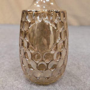 Vintage Amber Iridescent Glass Decanter Thumbprint Pattern with Stopper Cork image 2