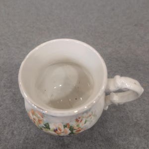 Anchor Pottery Antique Floral Pansy Shaving Mug Scuttle White Ceramic NA309 image 3