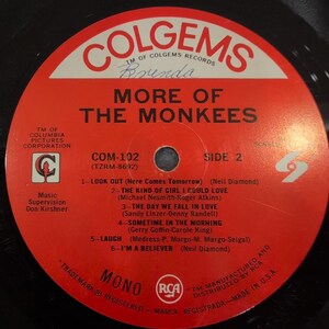 The Monkees More of the Monkees Vinyl LP Mono Colgems COM-102 1967 Vintage image 2
