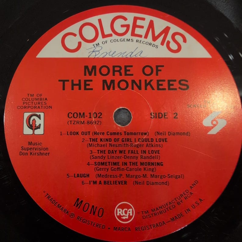 The Monkees More of the Monkees Vinyl LP Mono Colgems COM-102 1967 Vintage image 2