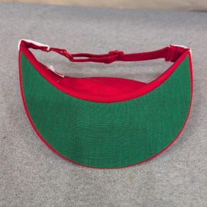 Vintage Yupoong Barbers Sun Visor Hat Red White Made in Korea Adjustable Strap image 4