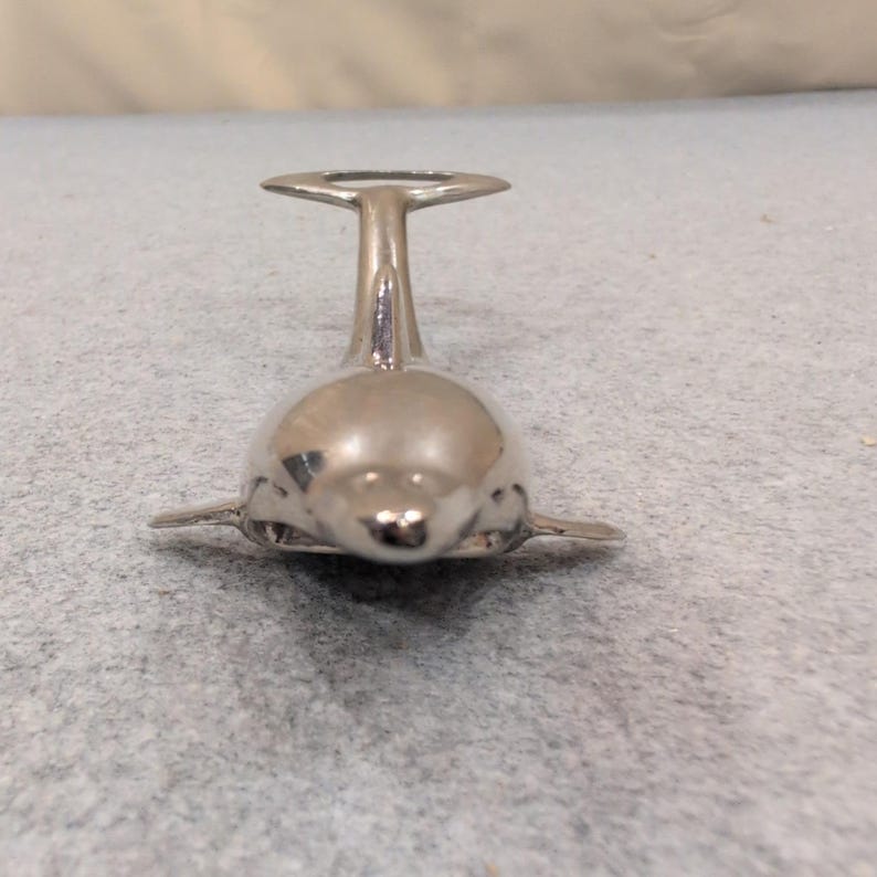 Vintage Silber Delphin Flaschenöffner Metall Nautical Barware Zubehör Bild 2