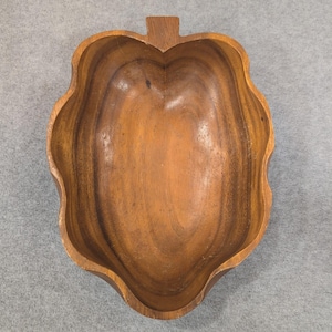 Vintage Wood Grape Bunch Shaped Serving Bowl Rustic Kitchen Decor image 1