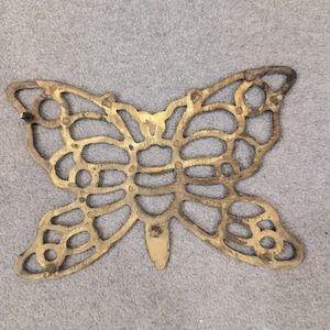 Vintage Solid Brass Butterfly Trivet Decorative Wall Hanging Gold Tone NA311 image 3