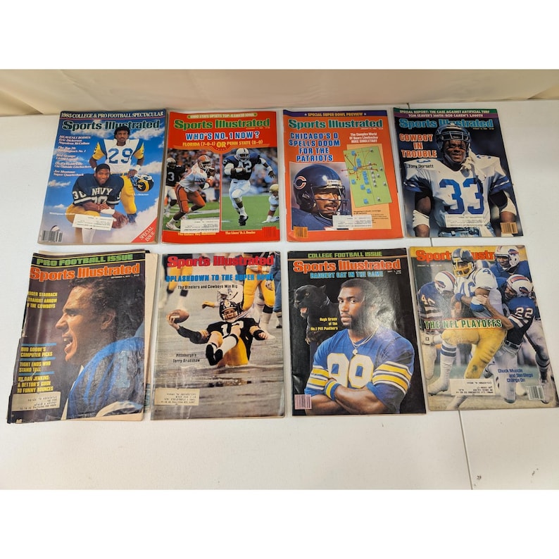 Vintage Sports Illustrated Football Magazines 1980s NFL NCAA Lot of 8 image 1