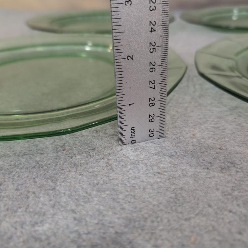 Fostoria Fairfax Green Depression Glass Octagonal Dinner Plates Set of 4 2375 image 5
