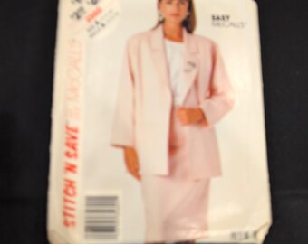 McCalls 3560 Stitch n Save Misses Jacket Skirt Sewing Pattern Size 10 12 14 1988