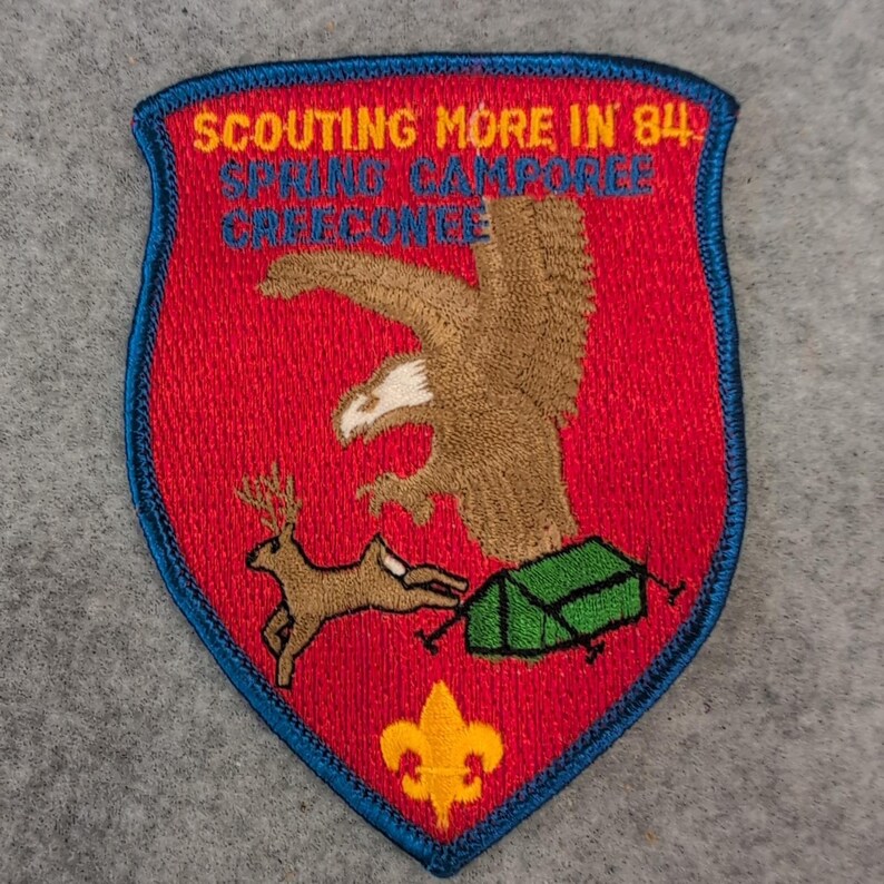1984 Spring Camporee Creeconee Scout Patch "Scout More in '84" image 1