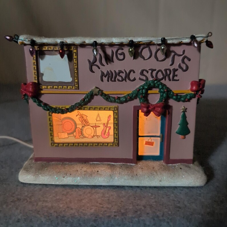 Villaggio di Natale dei Simpson: Negozio di musica di Re Toots - Decorazione natalizia illuminata immagine 1