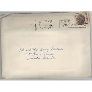 Enveloppe oblitérée vintage de 1968, timbre FDR 6c, Mission Safety 70, oblitération Waltham MA image 1