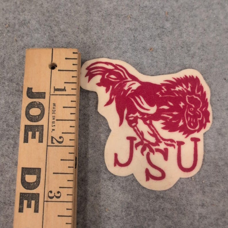 Vintage Jacksonville State University JSU Gamecocks Rooster Felt Patch Red Cream image 2
