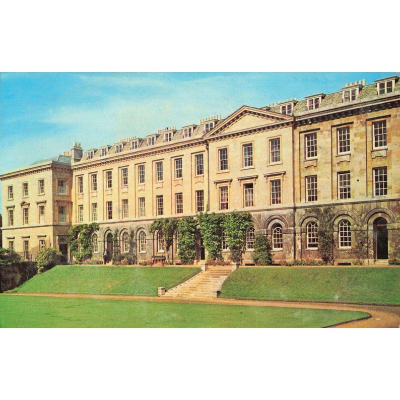 Vintage Worcester College Oxford Postcard Churchill Blenheim Palace Postmark VG image 1