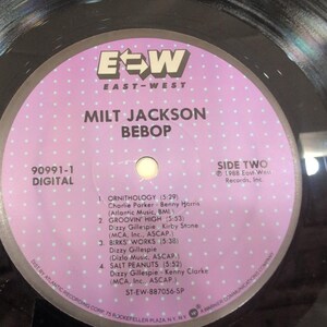 Milt Jackson Bebop Vinyl LP 1988 East-West Records 90991-1 Jazz Digital Recordin image 6