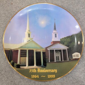 Golden Springs Baptist Church 35th Anniversary Porcelain Plate 1964-1999 Gold image 1
