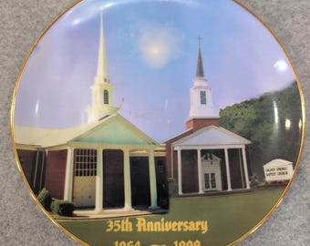 Golden Springs Baptist Church 35th Anniversary Porcelain Plate 1964-1999 Gold