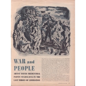 Vintage David Fredenthal War Art Yugoslavia Liberation Magazine Article 1940s image 1