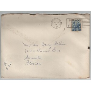 Vtg 1967 Postmarked Envelope Taunton MA to Sarasota FL George Washington Stamp image 1
