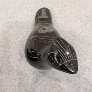 Vintage Mexicaanse Barro Negro zwarte klei geëtste vogelbeeldjes set van 3 Mexico afbeelding 6