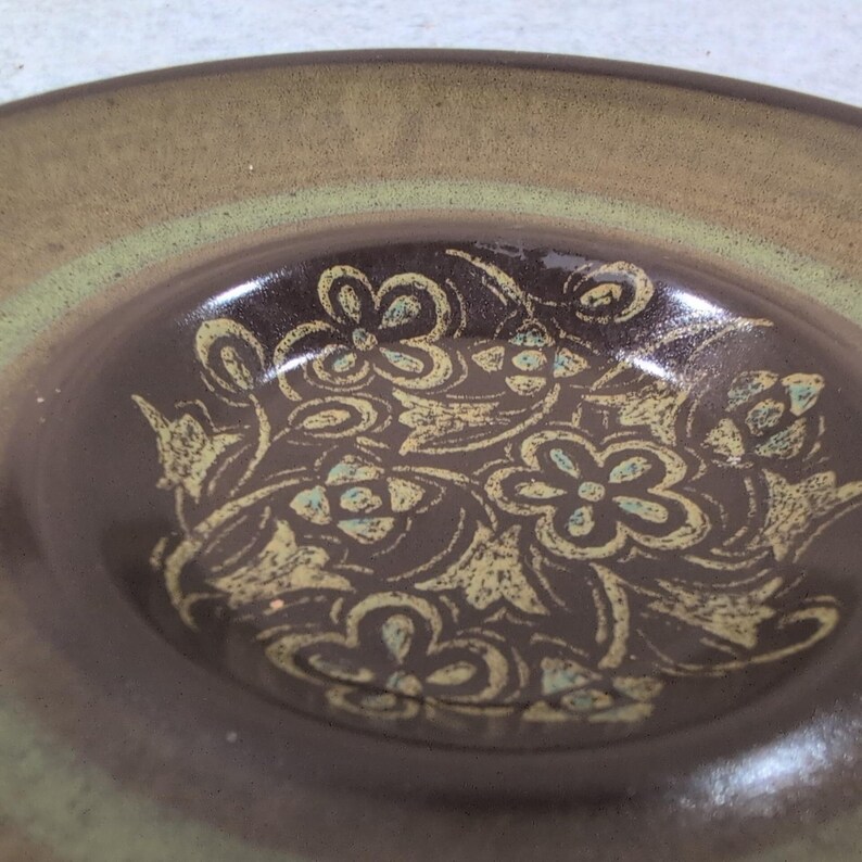 Franciscan Madeira Brown Moss Green Floral Earthenware Saucer Plate Vintage MCM image 3