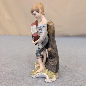 Vintage Folk Singers Porcelain Boy with Accordion Figurine 2147 Matte Finish image 3