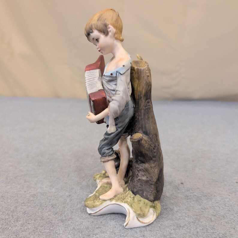Vintage Folk Singers Porcelain Boy with Accordion Figurine 2147 Matte Finish image 3