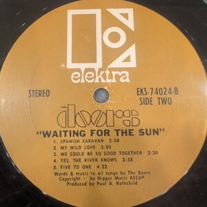 The Doors Waiting For The Sun Vinyl LP Record Elektra EKS-74024 Stereo No Sleeve image 2