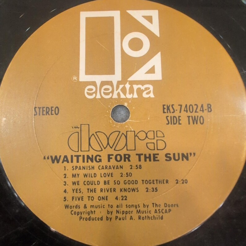 The Doors Waiting For The Sun Vinyl LP Record Elektra EKS-74024 Stereo No Sleeve image 2