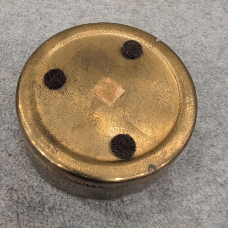 Vintage Brass Trinket Box Decorative Enamel Floral Bow Lid image 4
