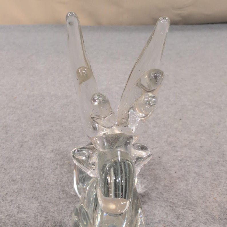 Vintage Silvestri Mouth Blown Clear Glass Reindeer Resting Figurine Decor image 6