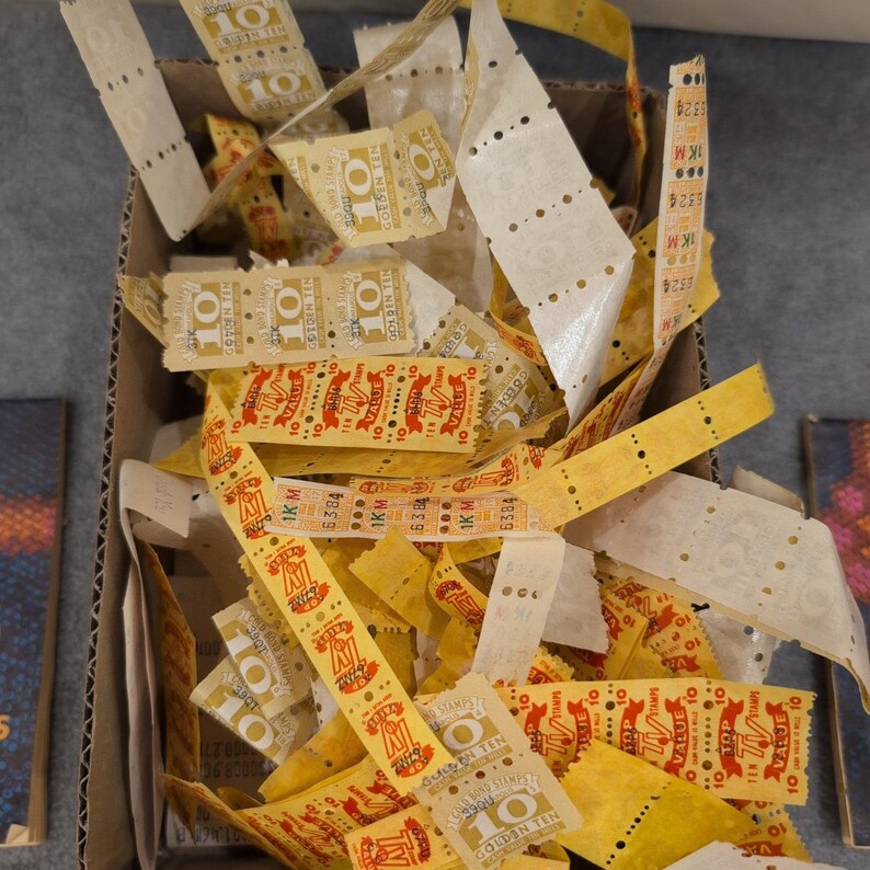 HUGE Vintage Gold Bond Trading Stamp Saver Books and Loose Stamps Lot Ephemera image 2