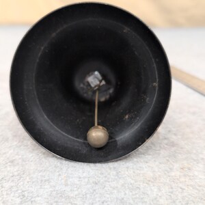 Vintage Metal School Hand Bell Cherrywood Handle - Desk Service Dinner - LOUD! image 4