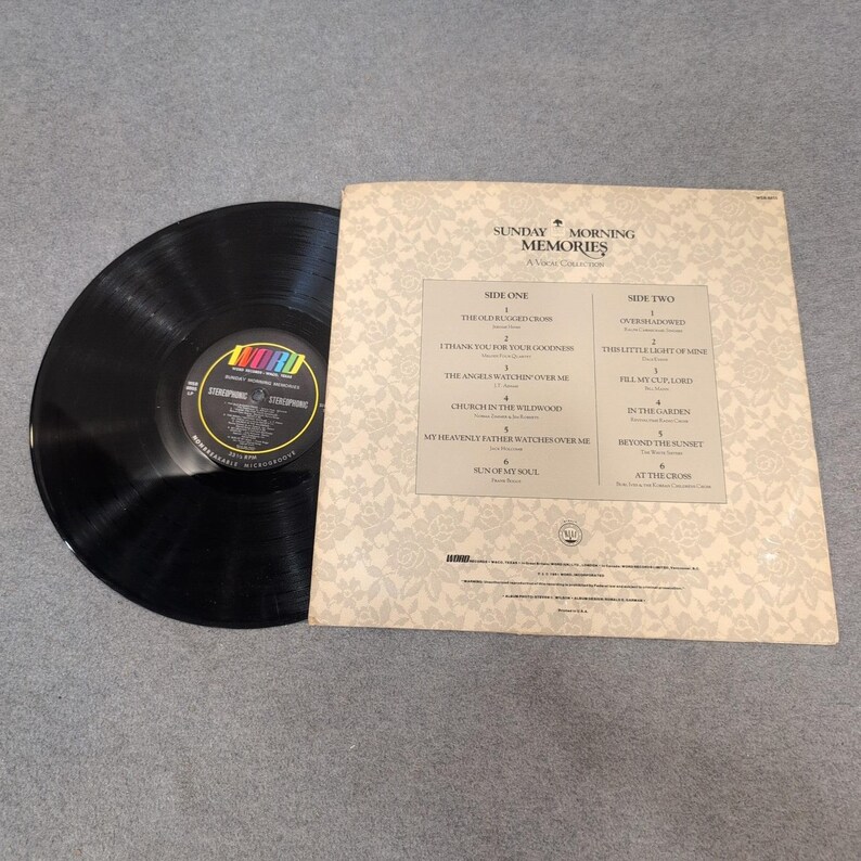 Sunday Morning Memories A Vocal Collection Vinyl LP Word Records WSB-8855 Gospel image 2